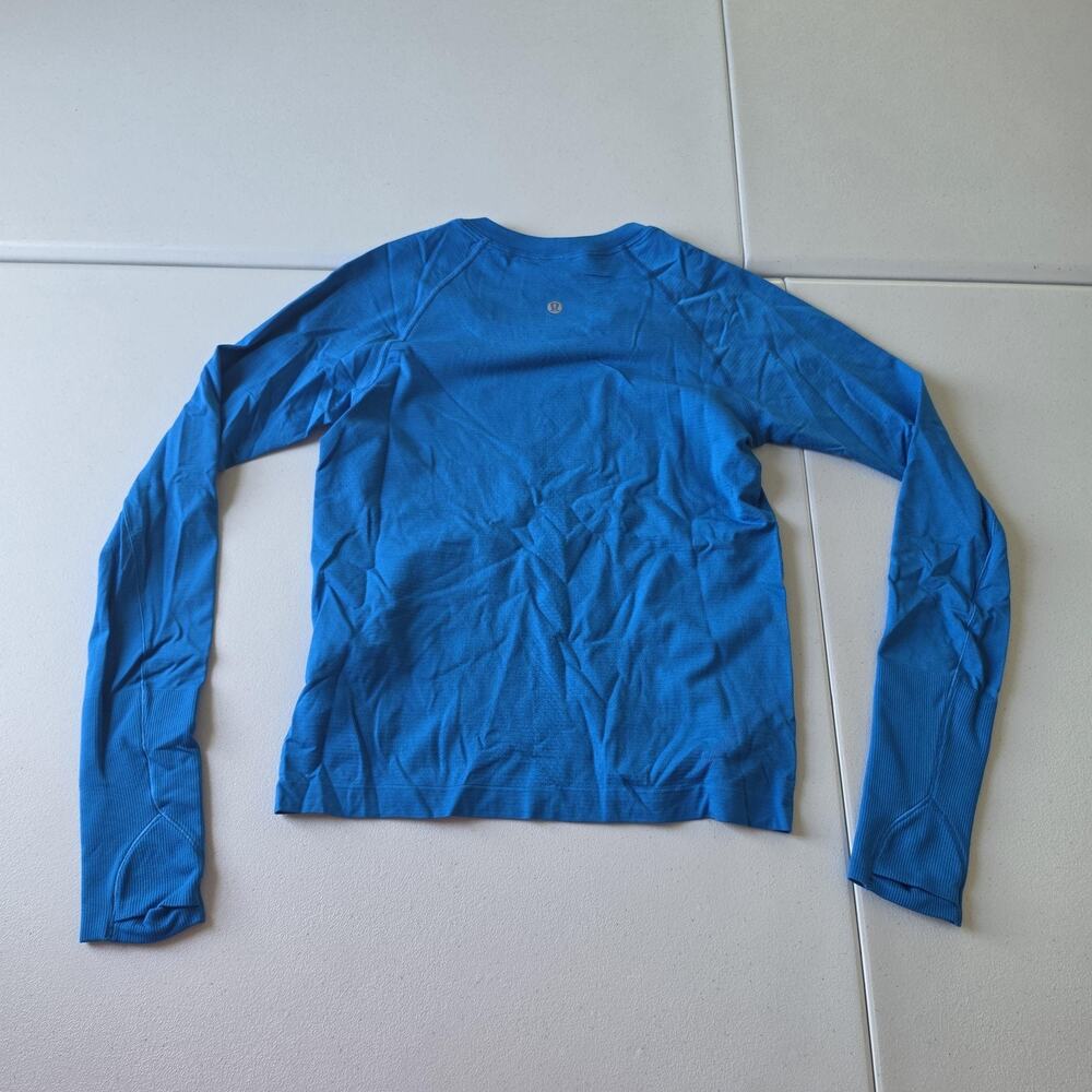 Lululemon Swiftly Tech Shirt Womens 6 Blue Long Sleeve Seamless Running Crewneck